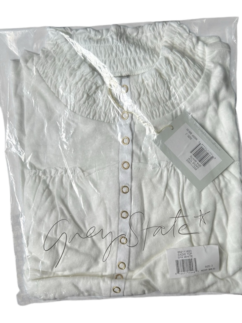 NWT Grey State Sadie Top Spa White $88. Excellent Size 3 / L - Picture 4 of 8